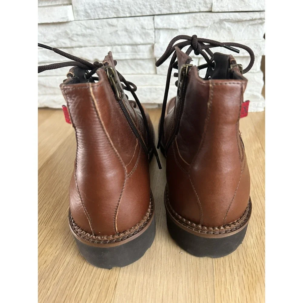 New Men's Leather Boots 8.5 Brown Leather Upper Lace Up & Zippers Section X